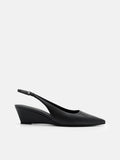 PEDRO Adena Leather Wedge Slingback Pumps Black