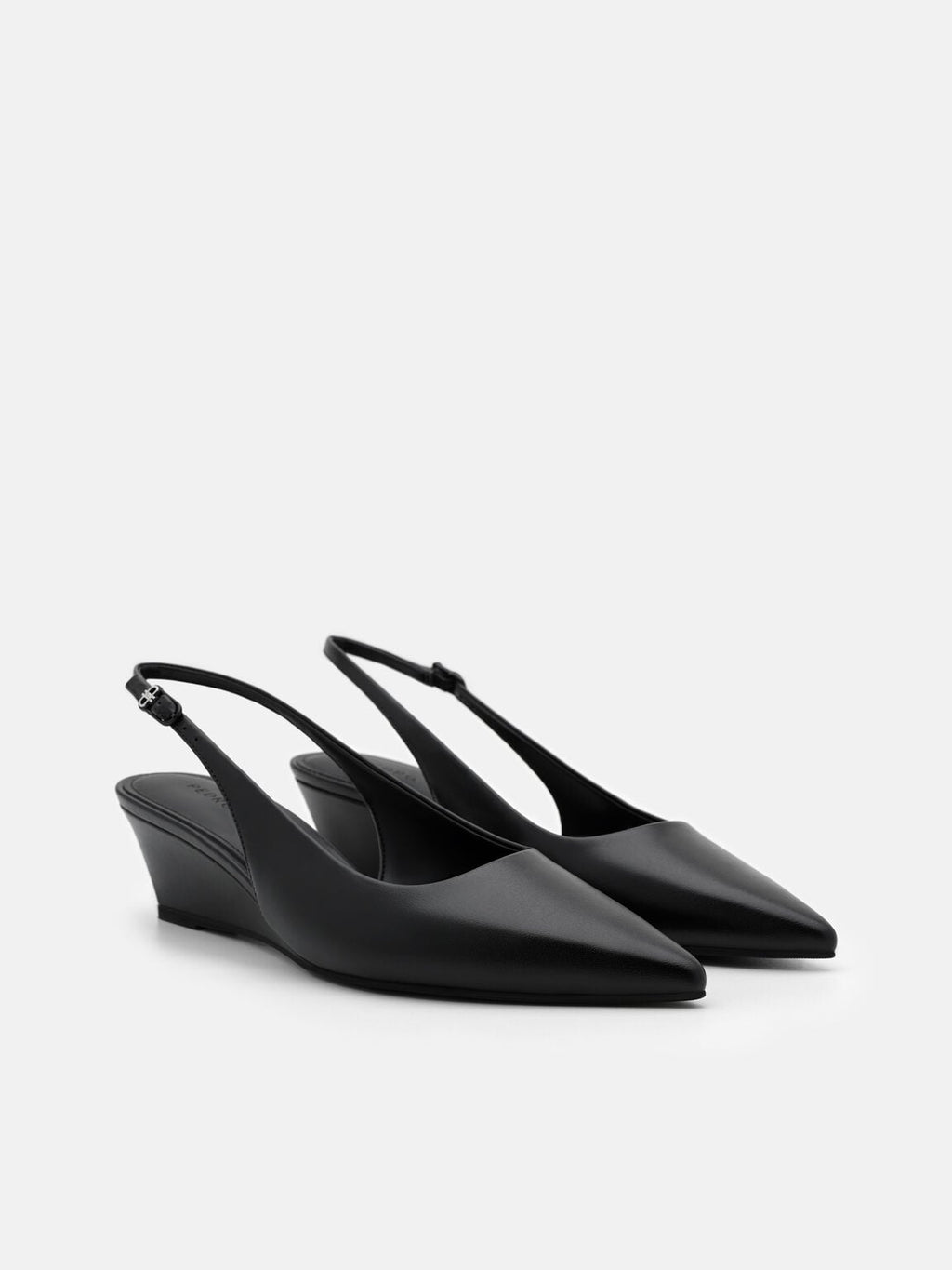 PEDRO Adena Leather Wedge Slingback Pumps Black