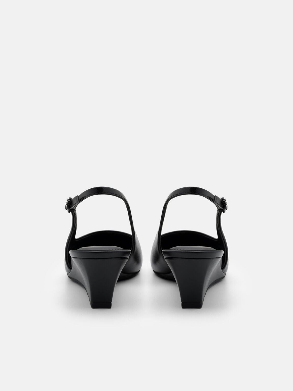 PEDRO Adena Leather Wedge Slingback Pumps Black
