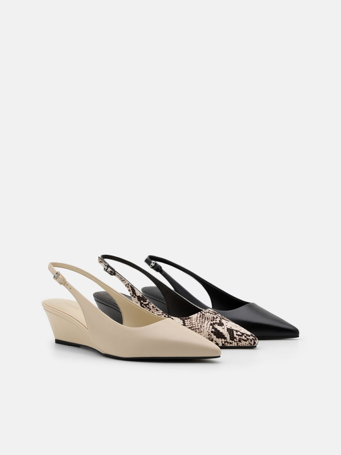PEDRO Adena Leather Wedge Slingback Pumps Black
