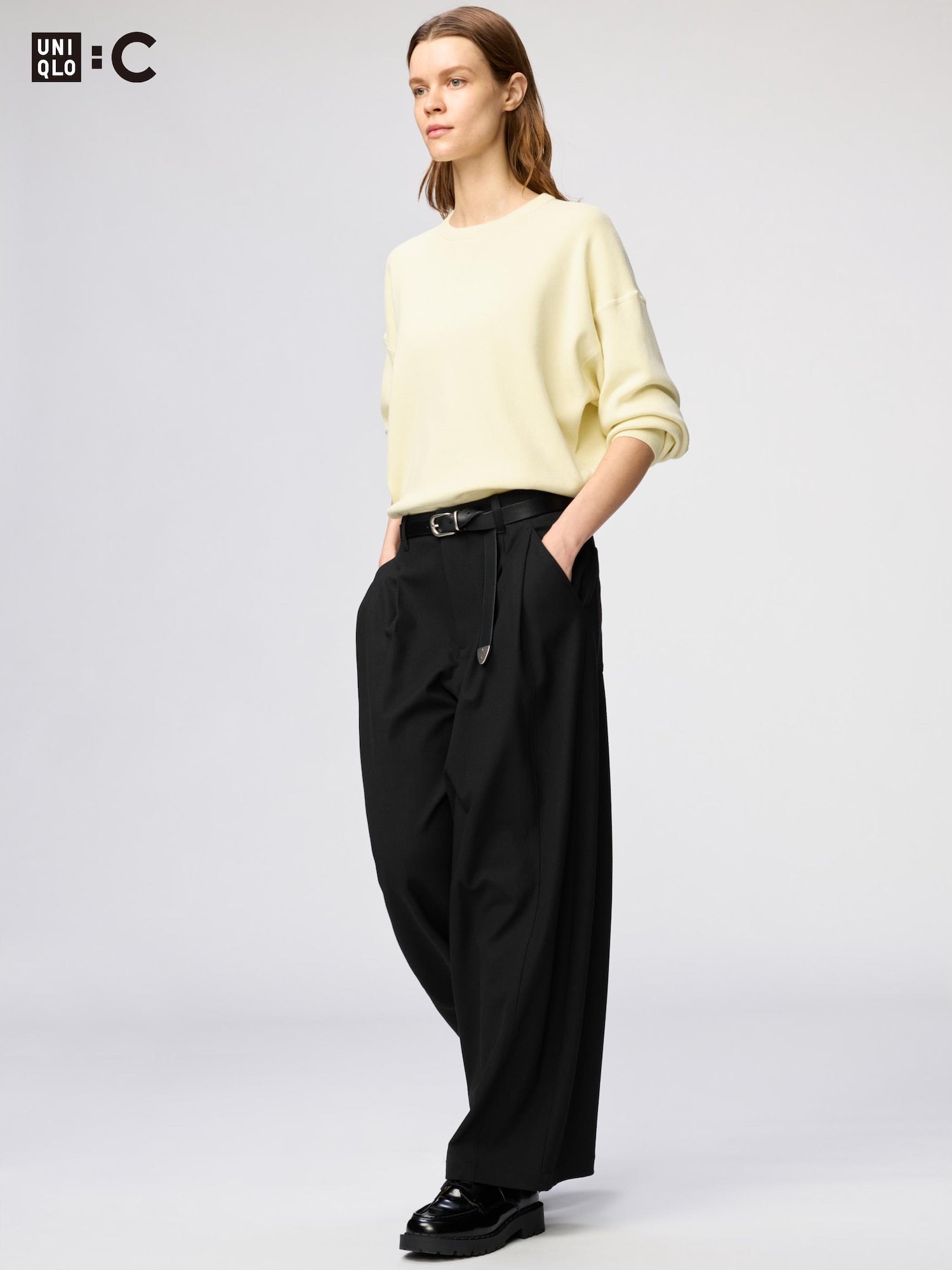 UNIQLO : C Women's Volume Pants High-Waisted 2-Way Stretch Wide-Leg