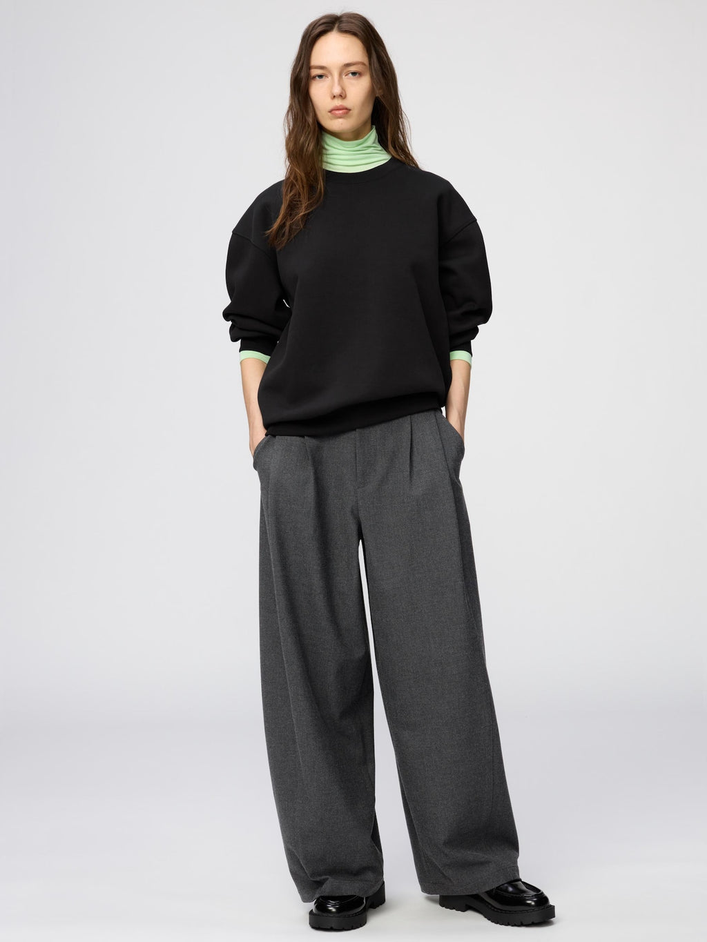 UNIQLO : C Women's Volume Pants High-Waisted 2-Way Stretch Wide-Leg